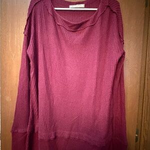 Free People Burgundy Long Sleeve Top